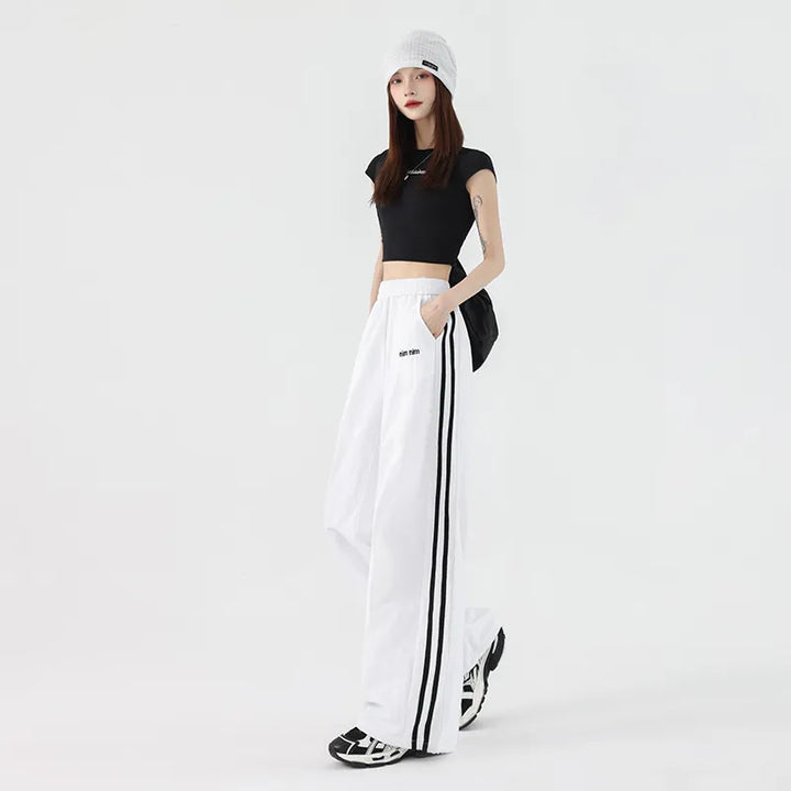 Ariadne | Women's Wide Leg Track Pants | Side Stripe Casual