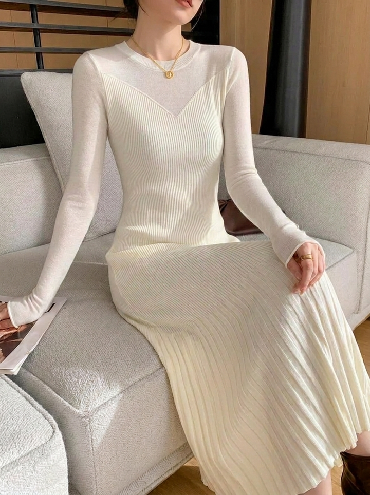 Eriphyle | Ribbed Knit Midi Dress Long Sleeve