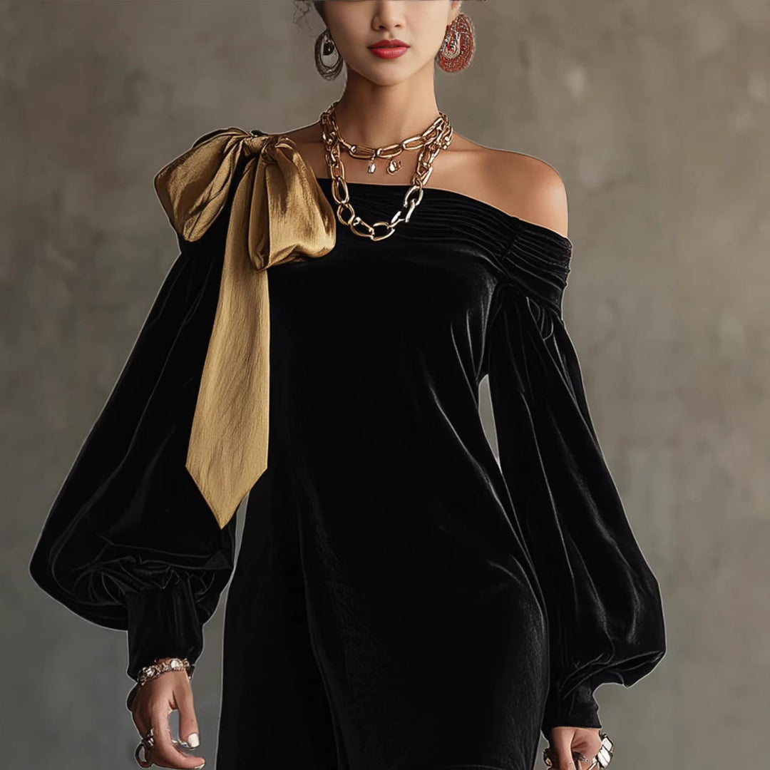 Gormflaith | Winter Dress Off Shoulder & Bow
