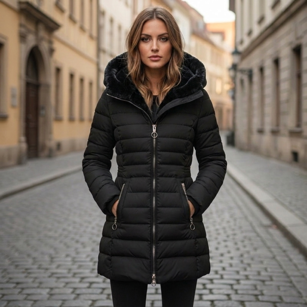 Eunike | Women's Long Hooded Winter Jacket | Quilted Puffer