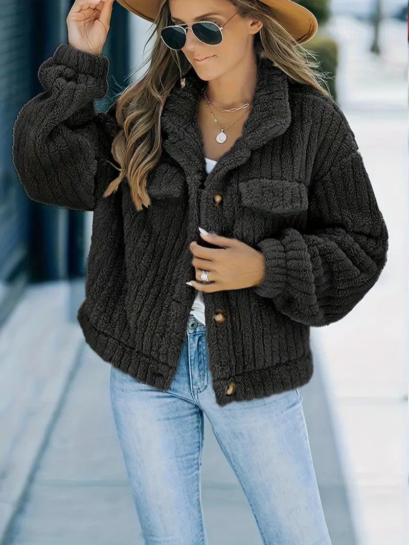 Audovera | Women's Winter Jacket | Collar & Pockets Button Up