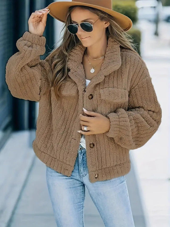 Audovera | Women's Winter Jacket | Collar & Pockets Button Up