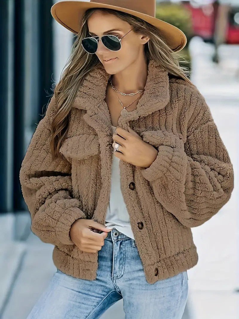 Audovera | Women's Winter Jacket | Collar & Pockets Button Up