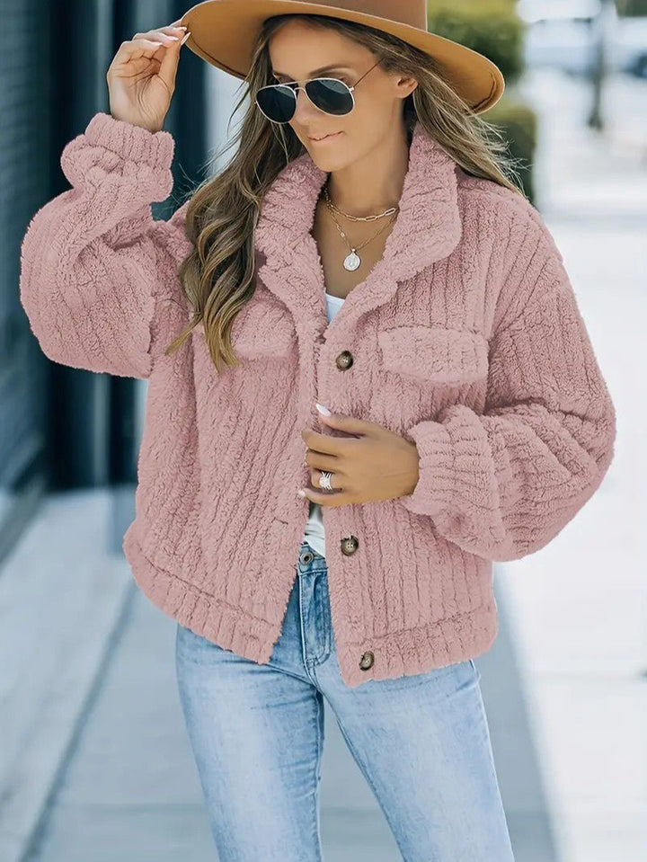 Audovera | Women's Winter Jacket | Collar & Pockets Button Up