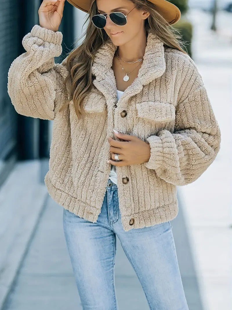 Audovera | Women's Winter Jacket | Collar & Pockets Button Up