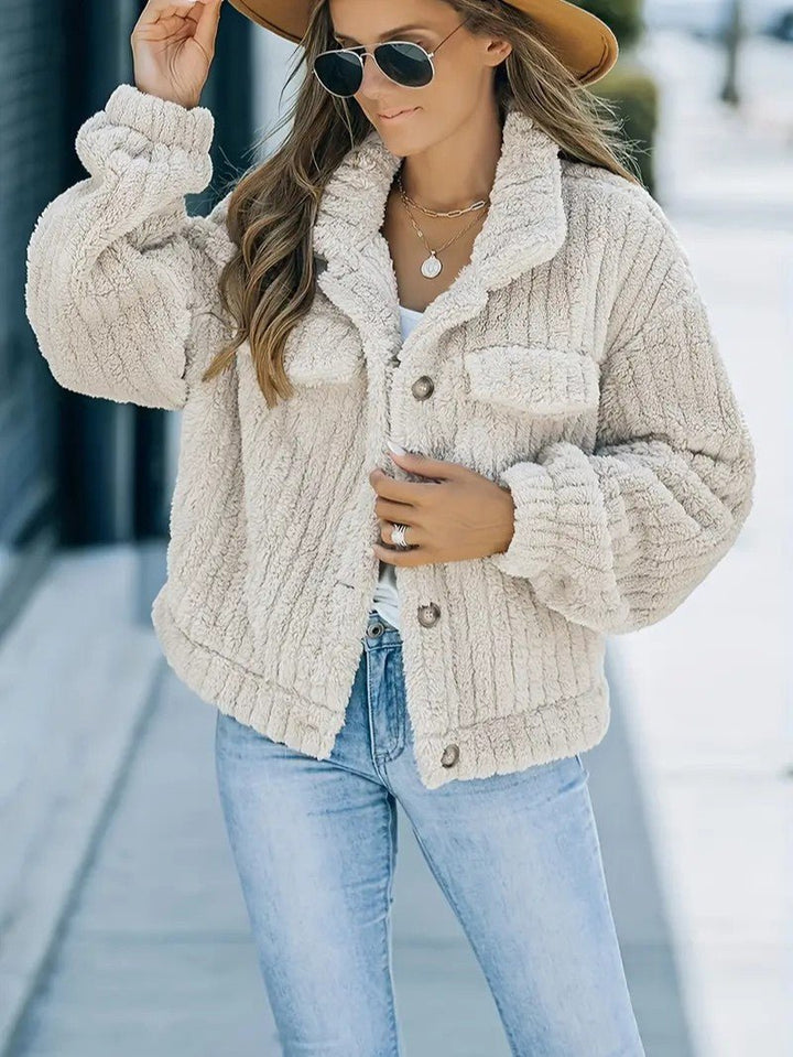 Audovera | Women's Winter Jacket | Collar & Pockets Button Up