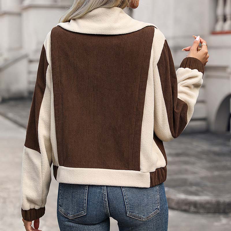 Ermengard | Women's Winter Jacket | Pockets Two Tone Zip