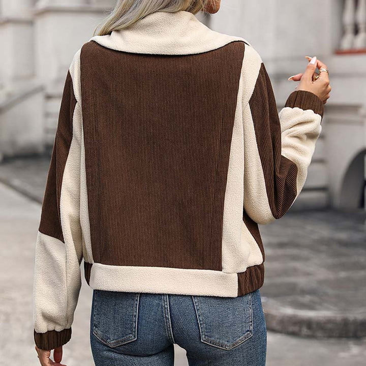 Ermengard | Women's Winter Jacket | Pockets Two Tone Zip