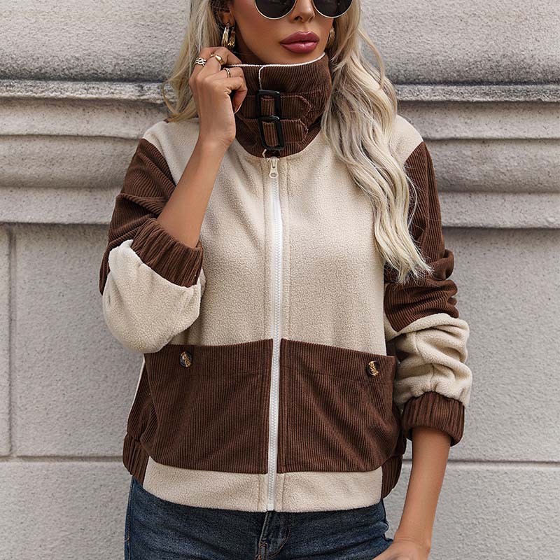 Ermengard | Women's Winter Jacket | Pockets Two Tone Zip