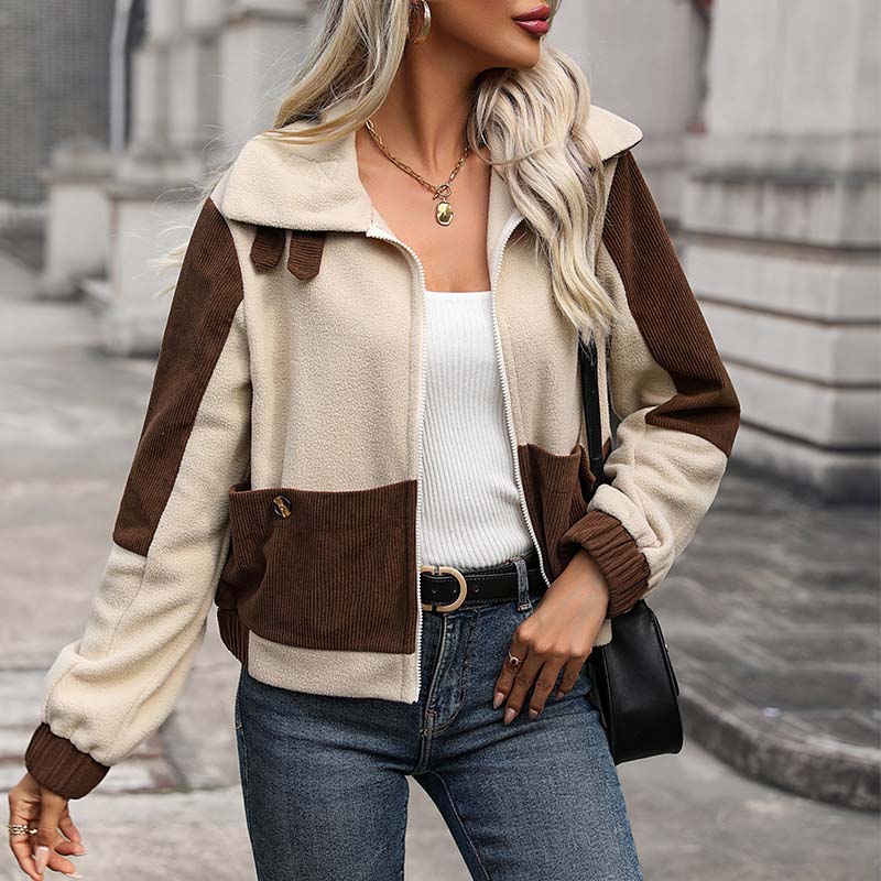Ermengard | Women's Winter Jacket | Pockets Two Tone Zip