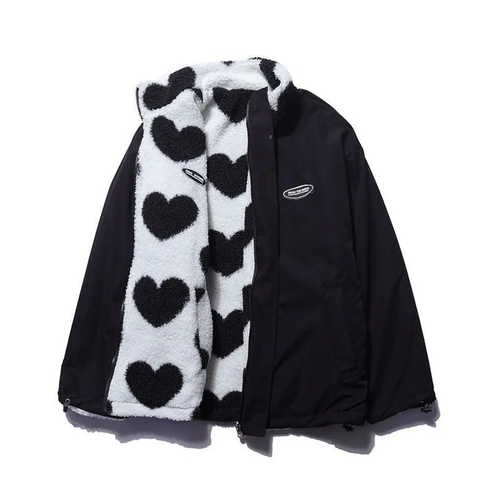 Harmonia | Women's Reversible Winter Jacket | Heart Print Oversized