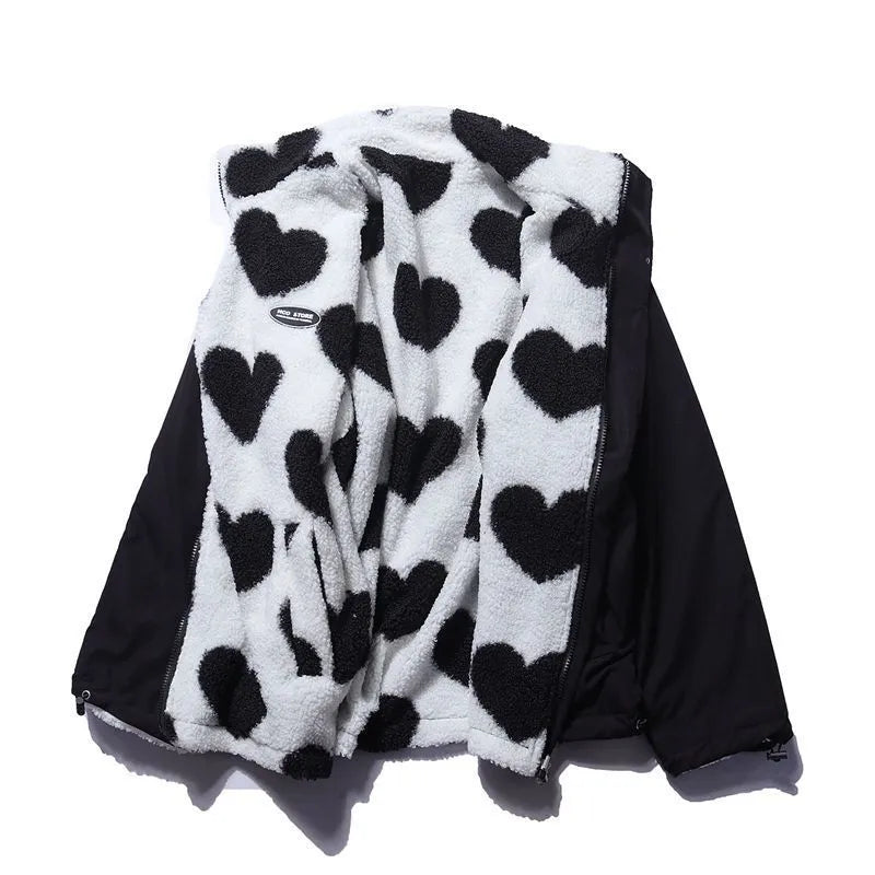Harmonia | Women's Reversible Winter Jacket | Heart Print Oversized