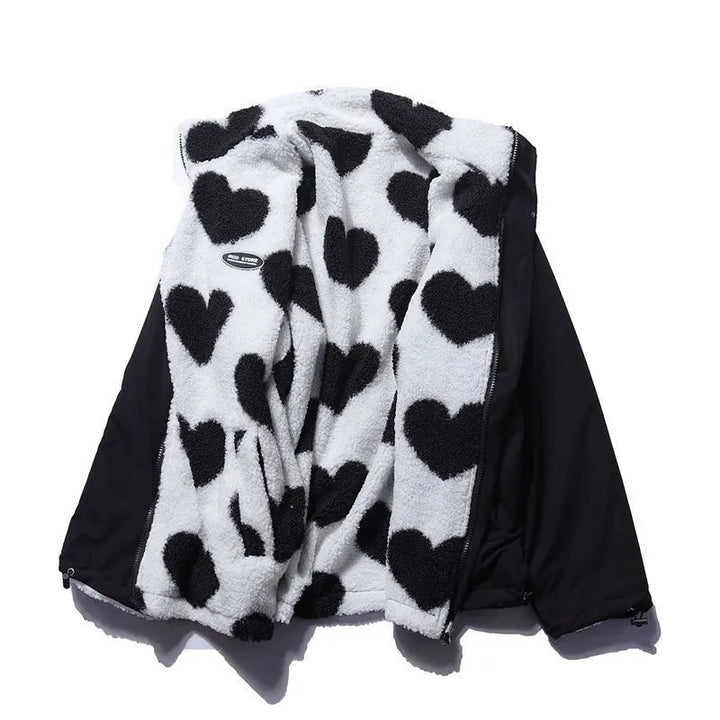 Harmonia | Women's Reversible Winter Jacket | Heart Print Oversized