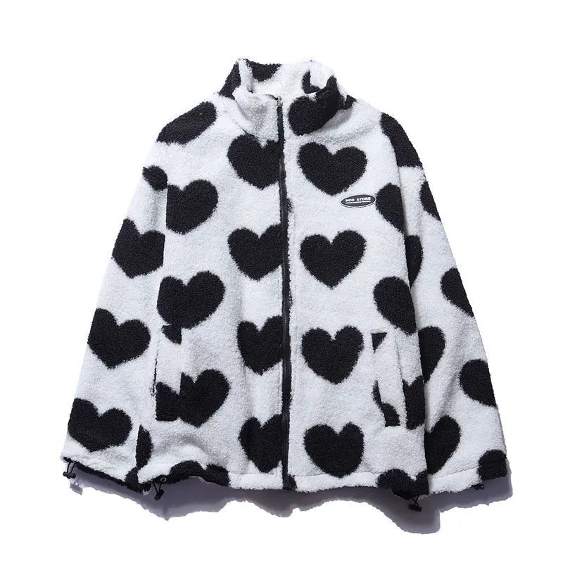 Harmonia | Women's Reversible Winter Jacket | Heart Print Oversized