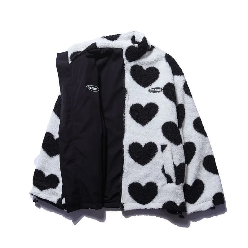 Harmonia | Women's Reversible Winter Jacket | Heart Print Oversized