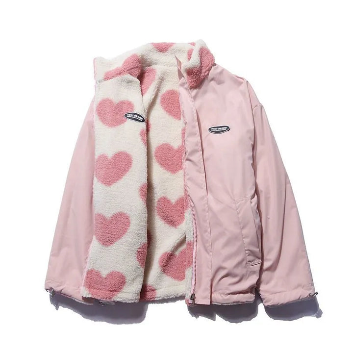 Harmonia | Women's Reversible Winter Jacket | Heart Print Oversized
